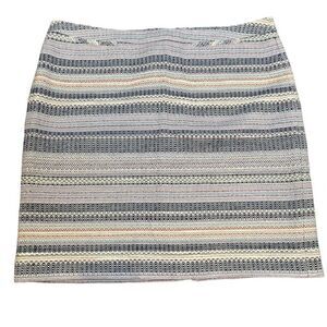 Halogen Tweed Textured‎ Skirt Navy Natural Stripe Lined Back Zip Size 16